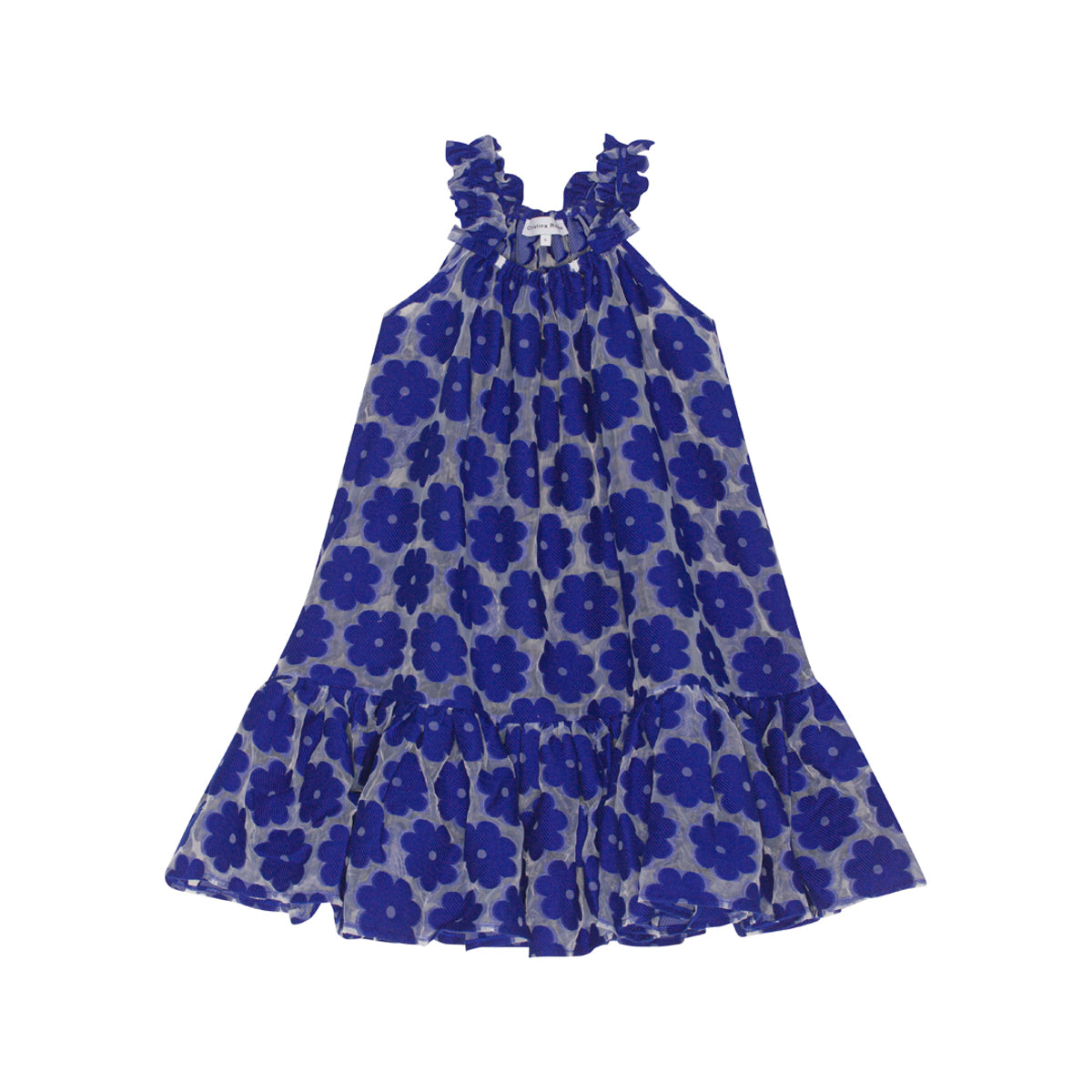 christina rohde blue floral dress CHRISTINA ROHDE BLUE FLORAL PLEATED DRESS