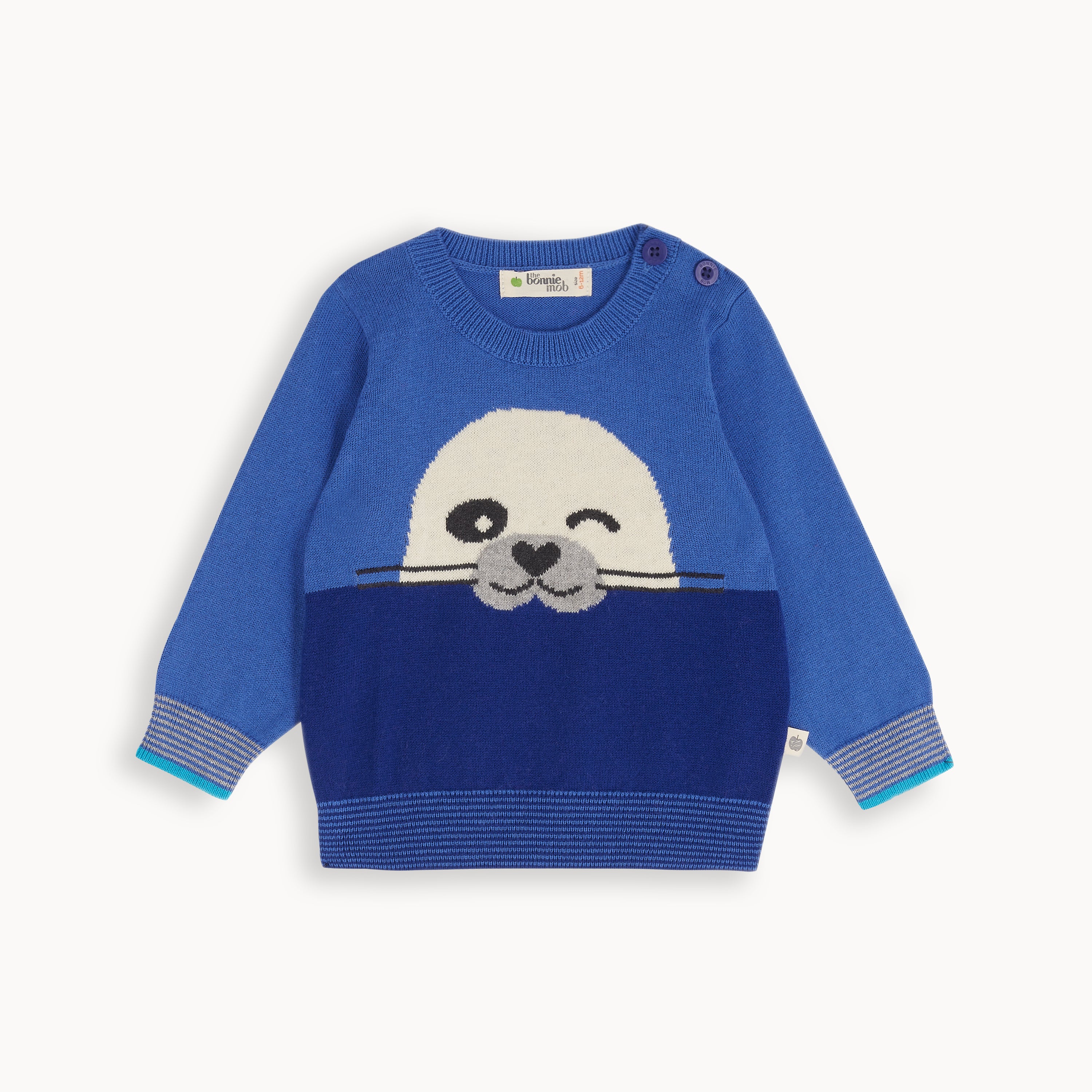 Nessie Blue Seal Intarsia Sweater 6-12 Months
