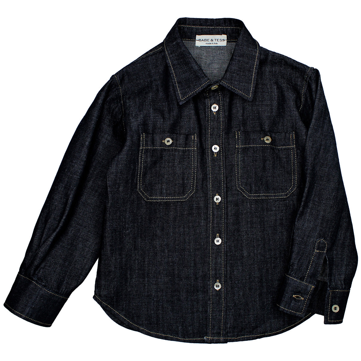 Babe & Tess The Denim Chemise Shirt denim button-up with contrast stitching and chest pockets