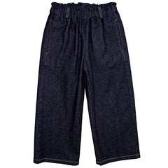 Babe & Tess The New Talita Denim Pant with elastic waistband, side pockets and contrast stitching