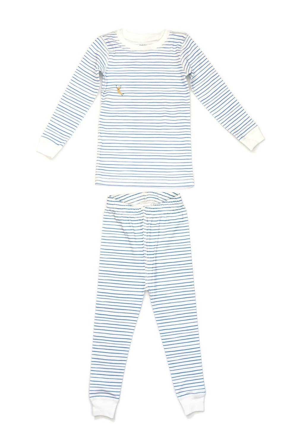 Blue Stripe Organic Pima Cotton Pajama by Dodo Banana kids striped pajama set with long sleeves and matching pants