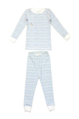 Blue Stripe Organic Pima Cotton Pajama by Dodo Banana kids striped pajama set with long sleeves and matching pants