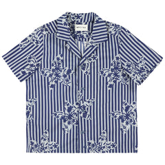 The Sault Shirt from Morley in flower and striped print. A regular fit and button up design featuring short sleeves