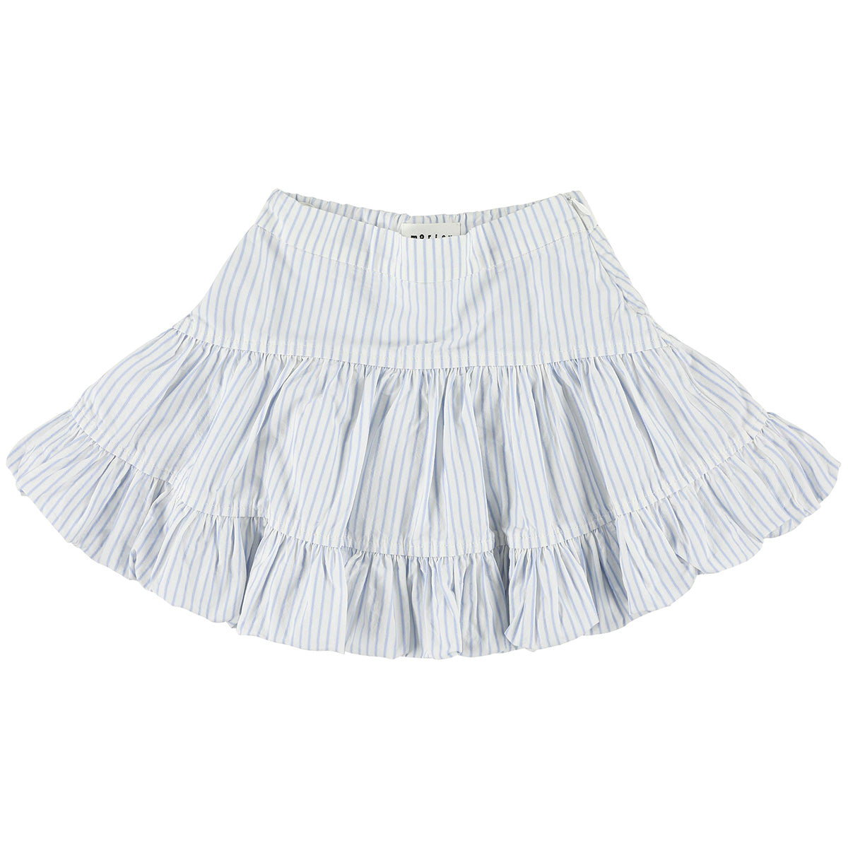 The Ultra Skirt from Morley. Double-faced cotton poplin skirt. Stripes and gathering throughout.