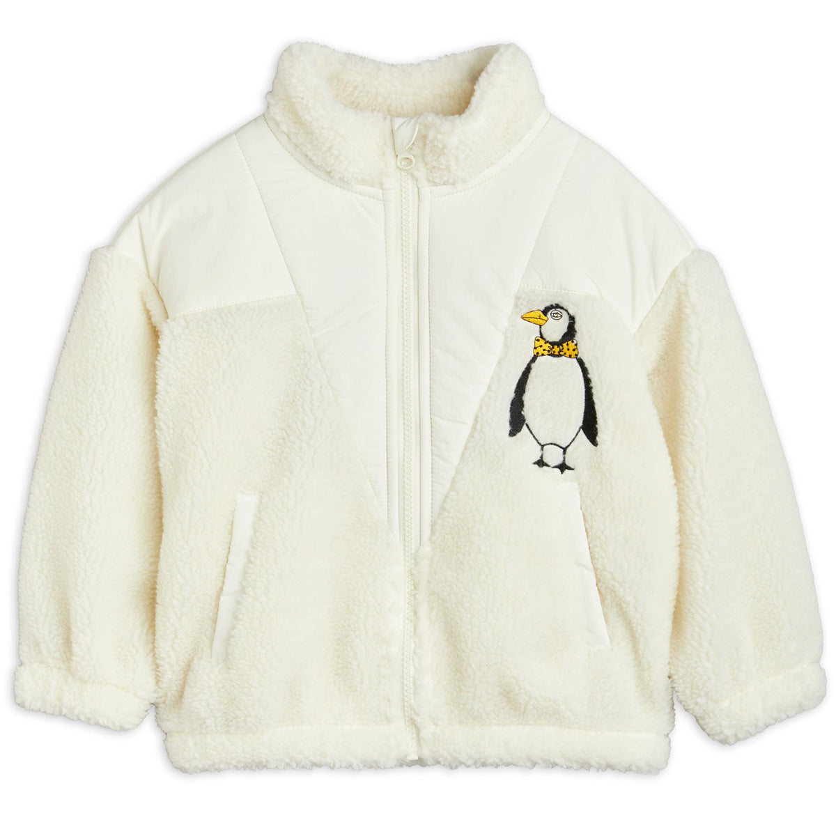 Penguin Pile Zip Jacket from Mini Rodini. Pile fleece jacket made from 100% recycled polyester