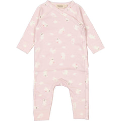 The Rulo Jumpsuit from MarMar Copenhagen. Soft organic cotton romper featuring a sweet Moomin print on a pink base.