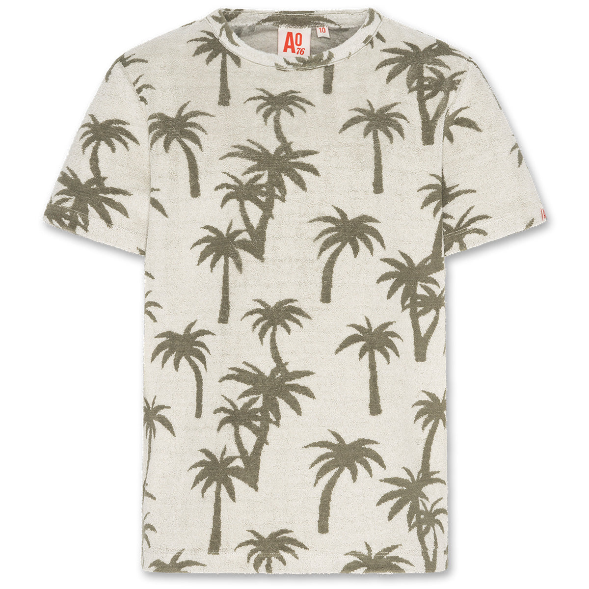 The Mat Hawaii Tee from AO76. Crew neck, Short sleeves, Sewn-in brand label, Palm tree print.