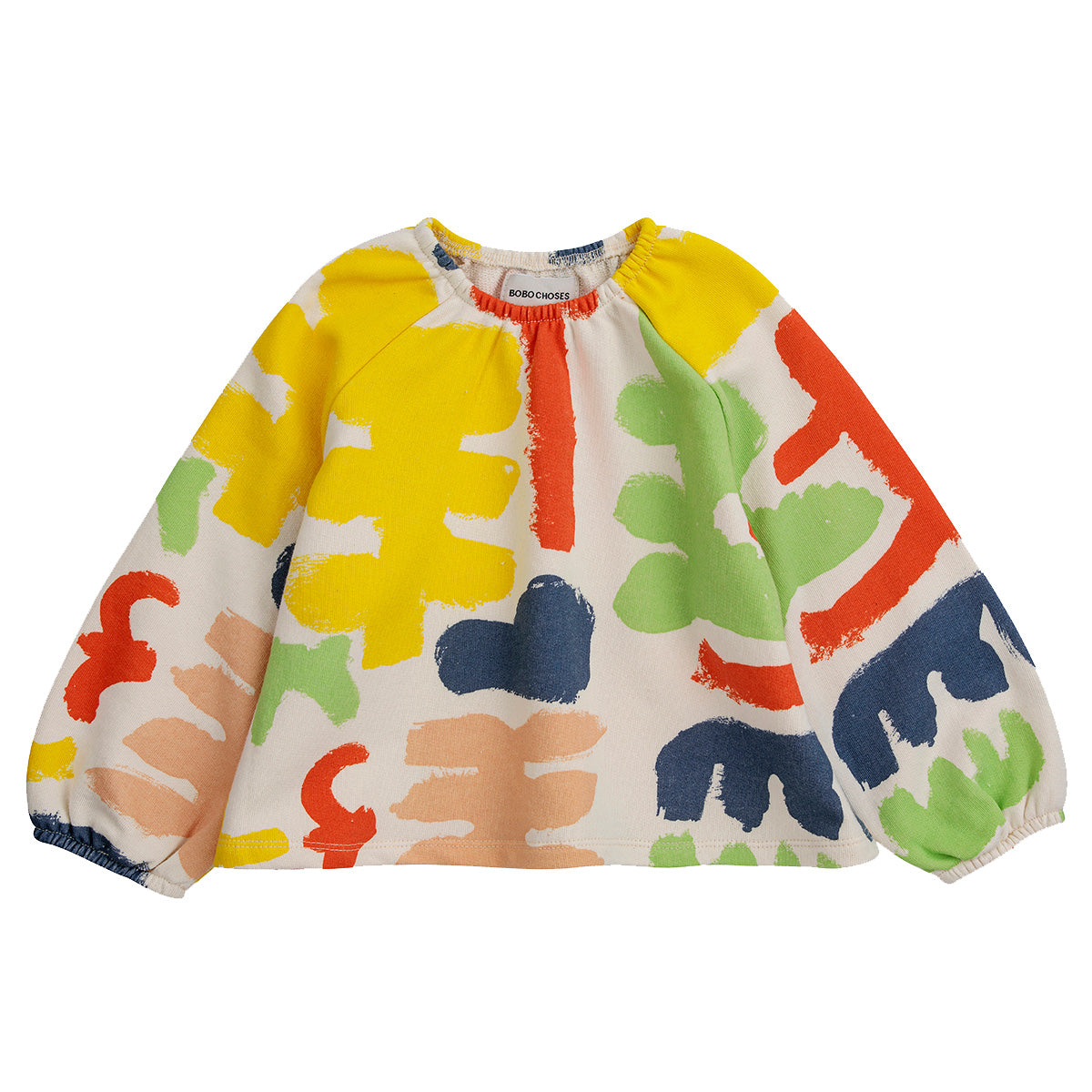 The Baby Carnival All Over Sweatshirt from Bobo Choses. Designed with long sleeves, raglan sleeves