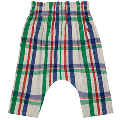 The Baby Madras Checks Woven Harem Pants from Bobo Choses. Designed with elasticated waistband, embroidery, baggy fit.