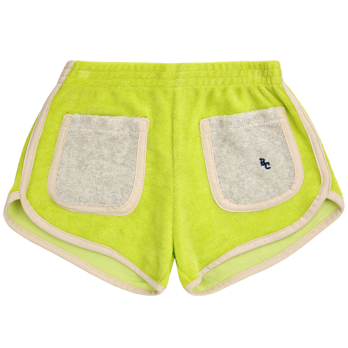 The Green Terry Shorts from Bobo Choses. Designed with regular crotch, elasticated waistband, slim fit