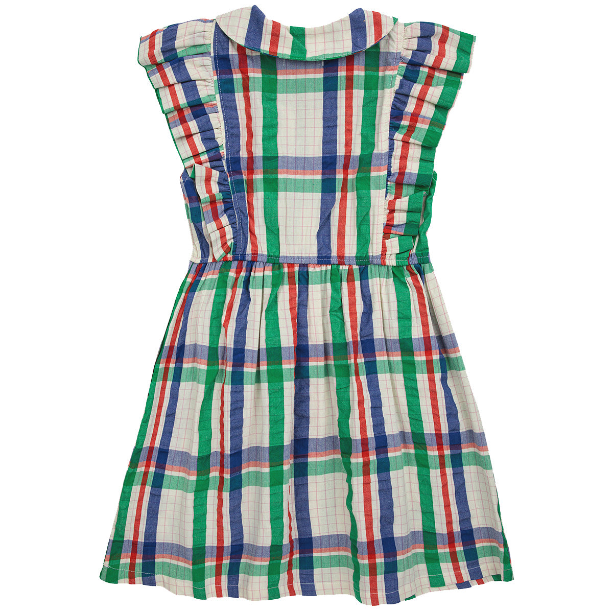 white christmas dresses Erma Drop Waist Linen Dress-Blue, Pink and Green Madras