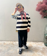 Cotton Knit Striped Long Sleeve Tee