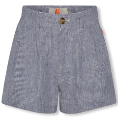 AO76 Nyama shorts in blue striped cotton, tailored kids summer shorts with pleats and button closure