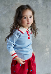 Bluegrey Collar Knit Top with Brown Tip