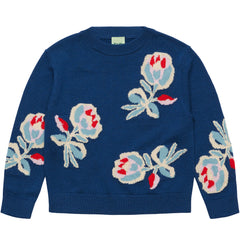 The Jaquard Crew from FUB featuring an all-over floral jacquard knit pattern, round crewneck, and classic ribbed trims.