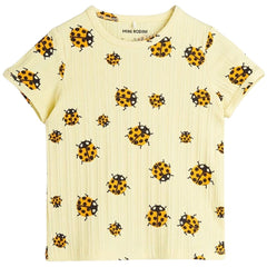 Ladybug Tee from Mini Rodini. T-shirt with an all over Ladybug print, made from GOTS certified organic cotton with stretch.