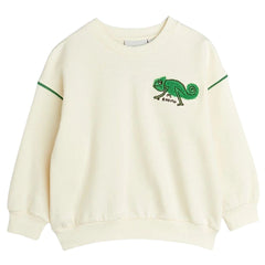 The Lizard Chenille Sweatshirt from Mini Rodini. Relaxed fit sweatshirt with Lizard chenille patch.