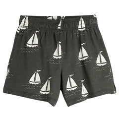 The Sailing Boats Shorts from Mini Rodini. Shorts with an all over Sailing boats print, an elastic waist hidden drawstring.