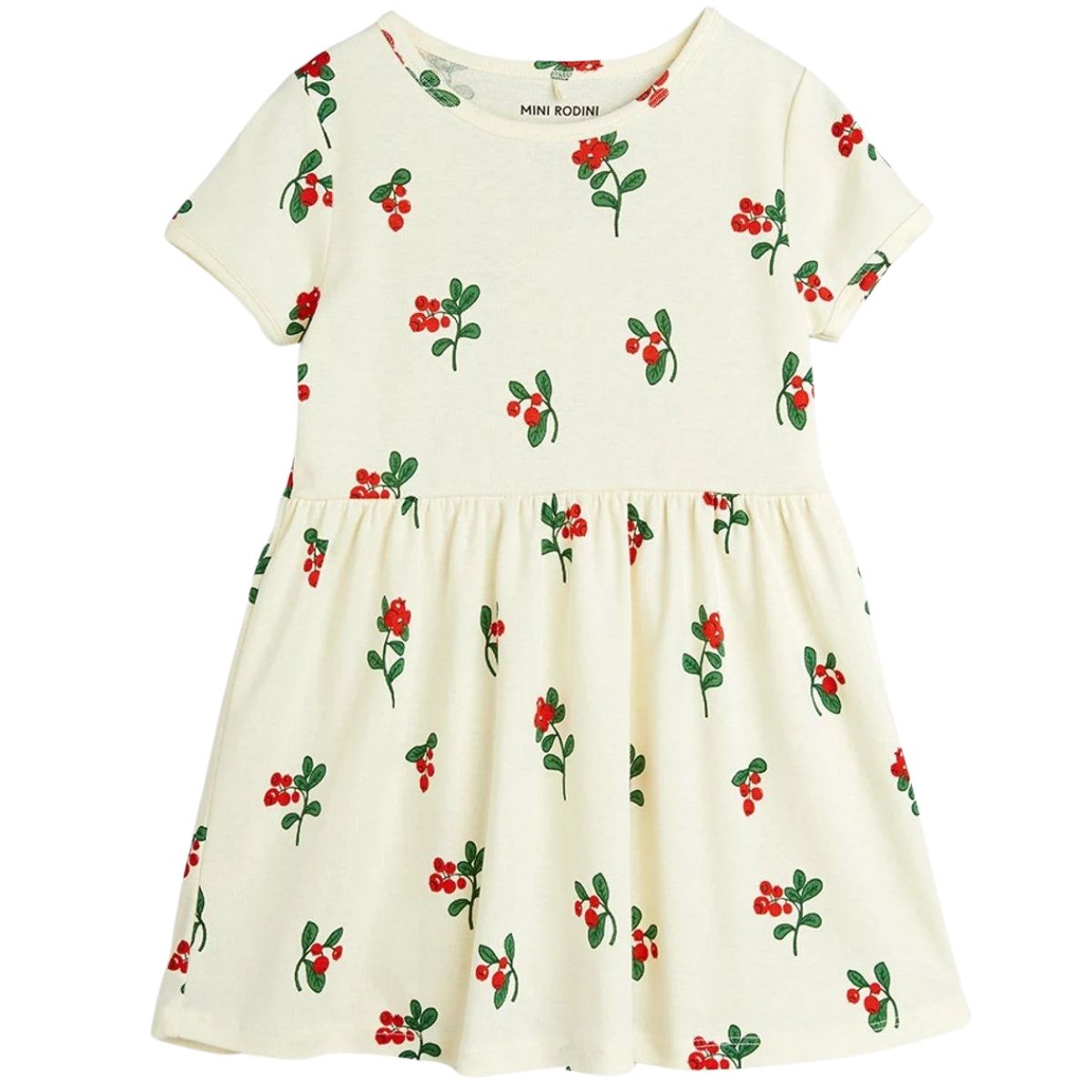 Lingonberries Short Sleeve Dress from Mini Rodini. Short sleeved dress with an all-over Lingonberries pattern.
