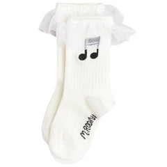 The Note 1 Pack Frill Socks from Mini Rodini. Designed with frill detailing and reinforced heels and toe caps.
