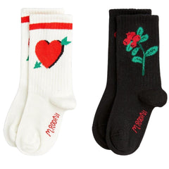 The Arrowed Heart 2 Pack Socks from Mini Rodini. Two pack of socks made from a GOTS certified organic cotton.
