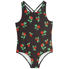 The Lingonberries Swimsuit from Mini Rodini. Designed with an open back with crossed shoulder straps. 