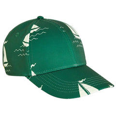 The Sailing Boats Cap from Mini Rodini. Cap with an all-over sailor boat print, features an adjustable strap.