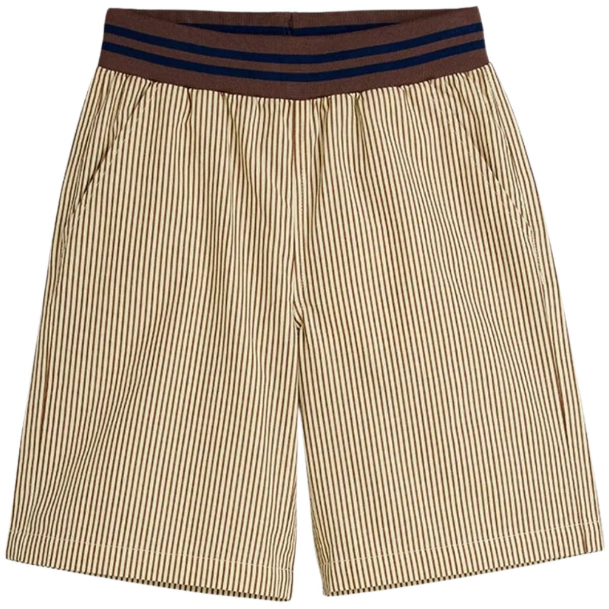 The Poplin Woven Shorts from Mini Rodini, striped poplin kids shorts with elastic waistband and relaxed fit.