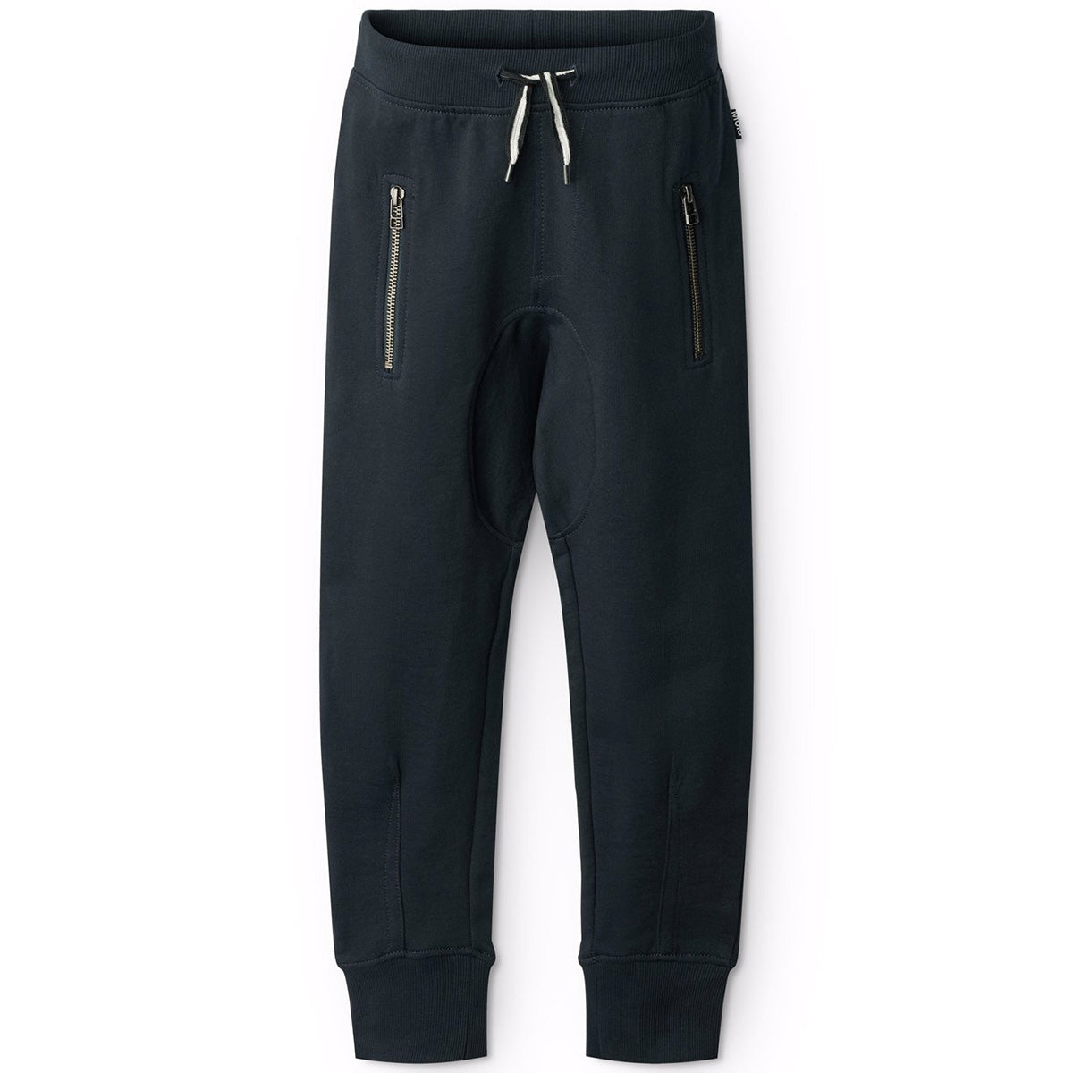 Ashton sweatpants from Molo is a pair of dark blue sweatpants in a loose fit with a wide elastic waist and a comfortable fit.