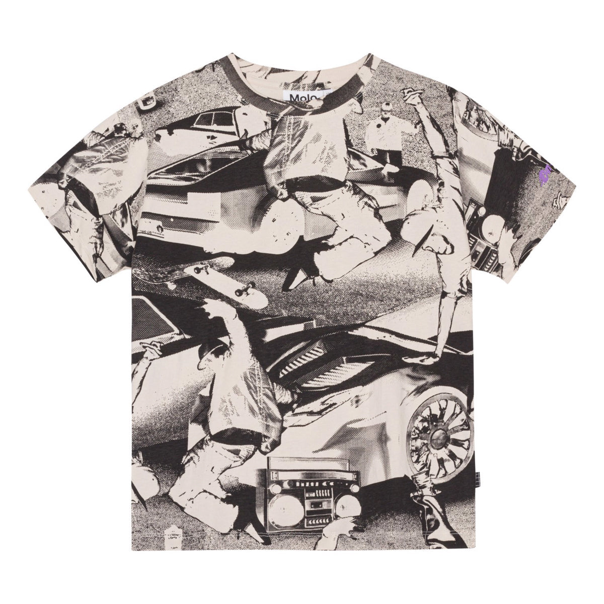 Rodney from Molo is a t-shirt in a black, all over print in 100% organic cotton. The print is a 2-toned abstract print