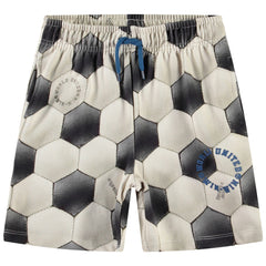Adian Shorts by Molo. Soccer-inspired shorts featuring a realistic black-and-white hexagonal pattern mimicking a soccer ball