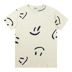 Riley Tee from Molo. Off-white T-shirt in organic cotton with short sleeves, round neckline