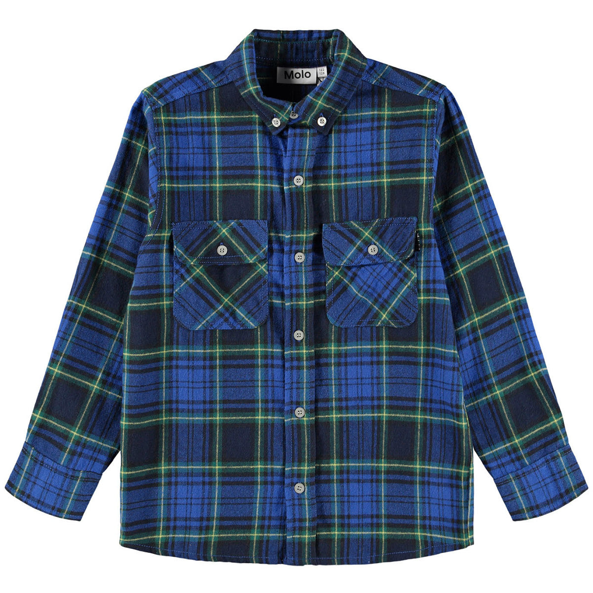 The Rozzy Shirt from Molo. Checkered cotton shirt with a button closure on the front.