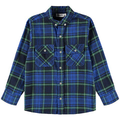 The Rozzy Shirt from Molo. Checkered cotton shirt with a button closure on the front.