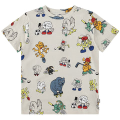 The Ralphie Tee from Molo kids organic cotton T-shirt with colorful sports animal character print.