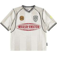 The Ronan Tee from Molo kids football jersey T-shirt with striped design and sporty graphic print.