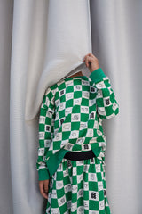 True Green Comic Book Check Circle Skirt
