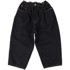 The Wool Lined denim Easy Pants by Denim Dungaree. Kids' dark denim jeans with an elastic waist.