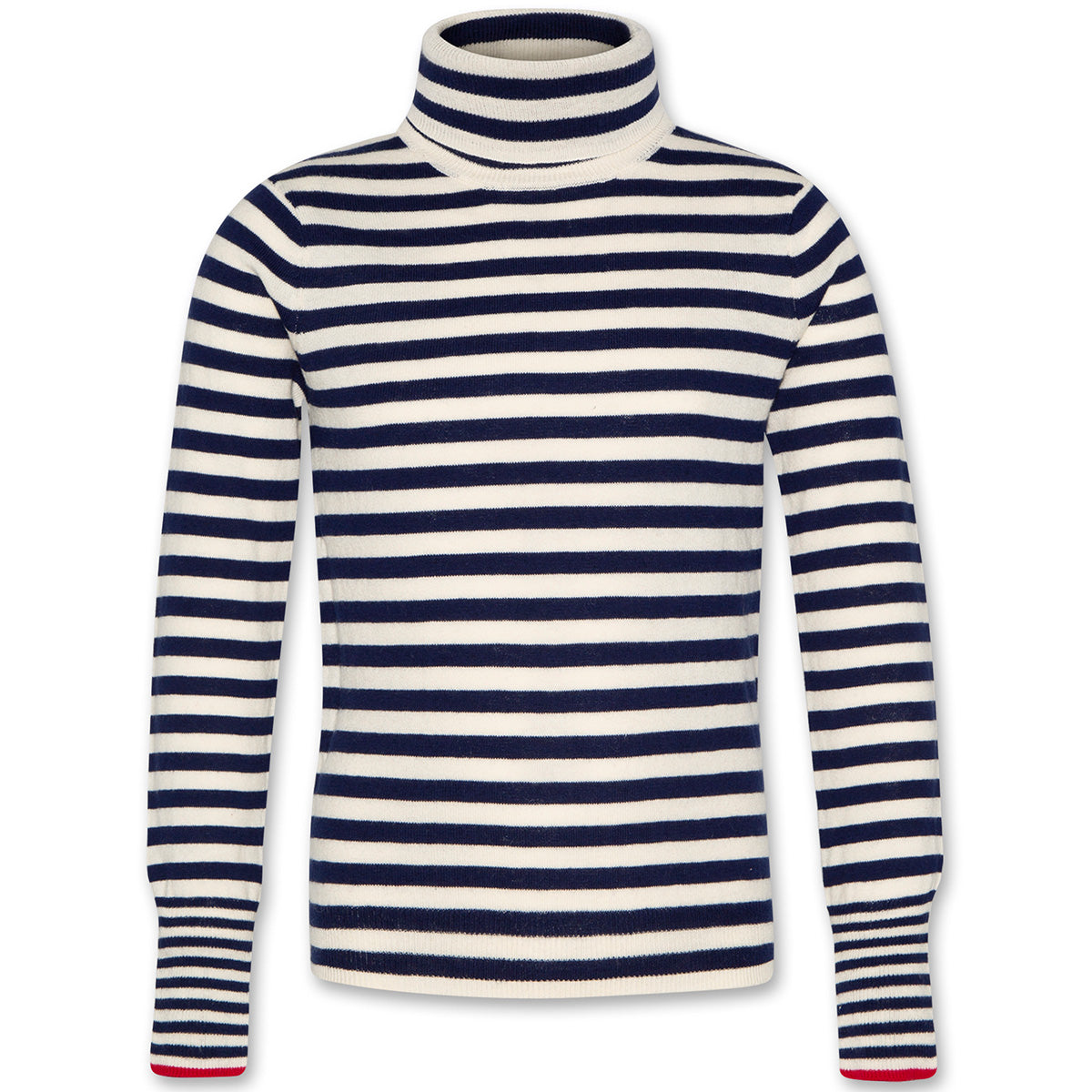 The Vicky Turtle Neck from AO76. Striped turtleneck sweater with long sleeves and fitted cuffs.