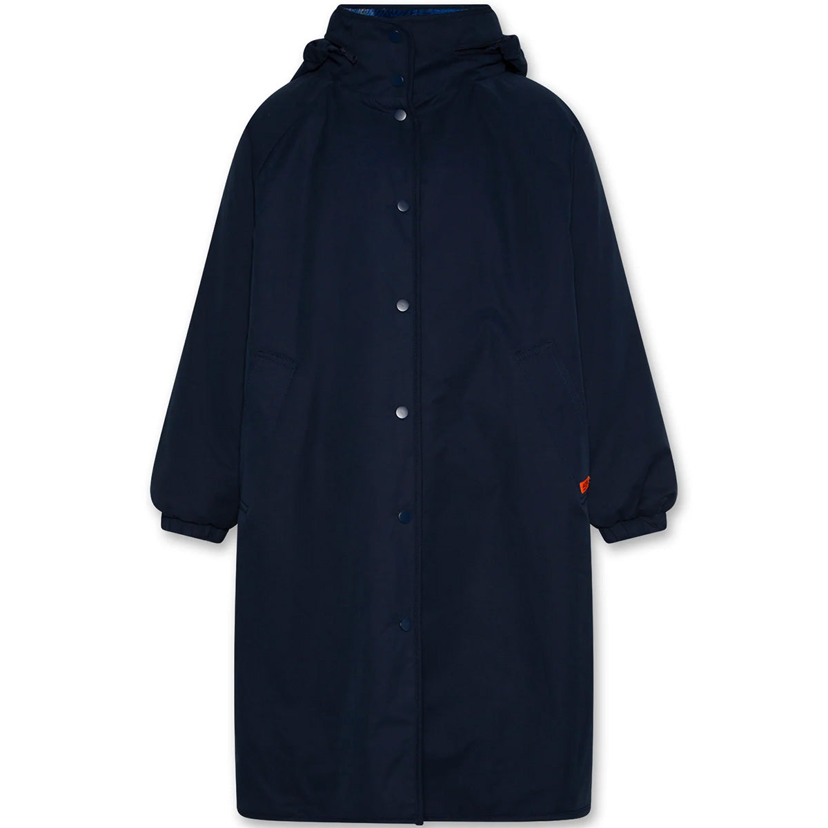 The Nari Blair Jacket from AO76. Navy blue oat with buttons on a white background.