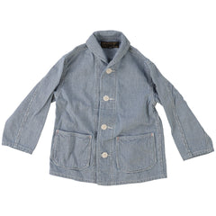 The Indigo Houndstooth Jacket from Denim Dungaree. tBlue checkered jacket with button details.