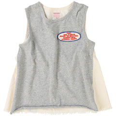 The Cotton Jersey 24 Sleeveless Tee from Denim Dungaree with a layered design with contrast fabric panels.