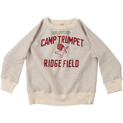 The Elephant Sweatshirt from Denim Dungaree. Off-white kids’ sweatshirt with red text print and elephant graphic.