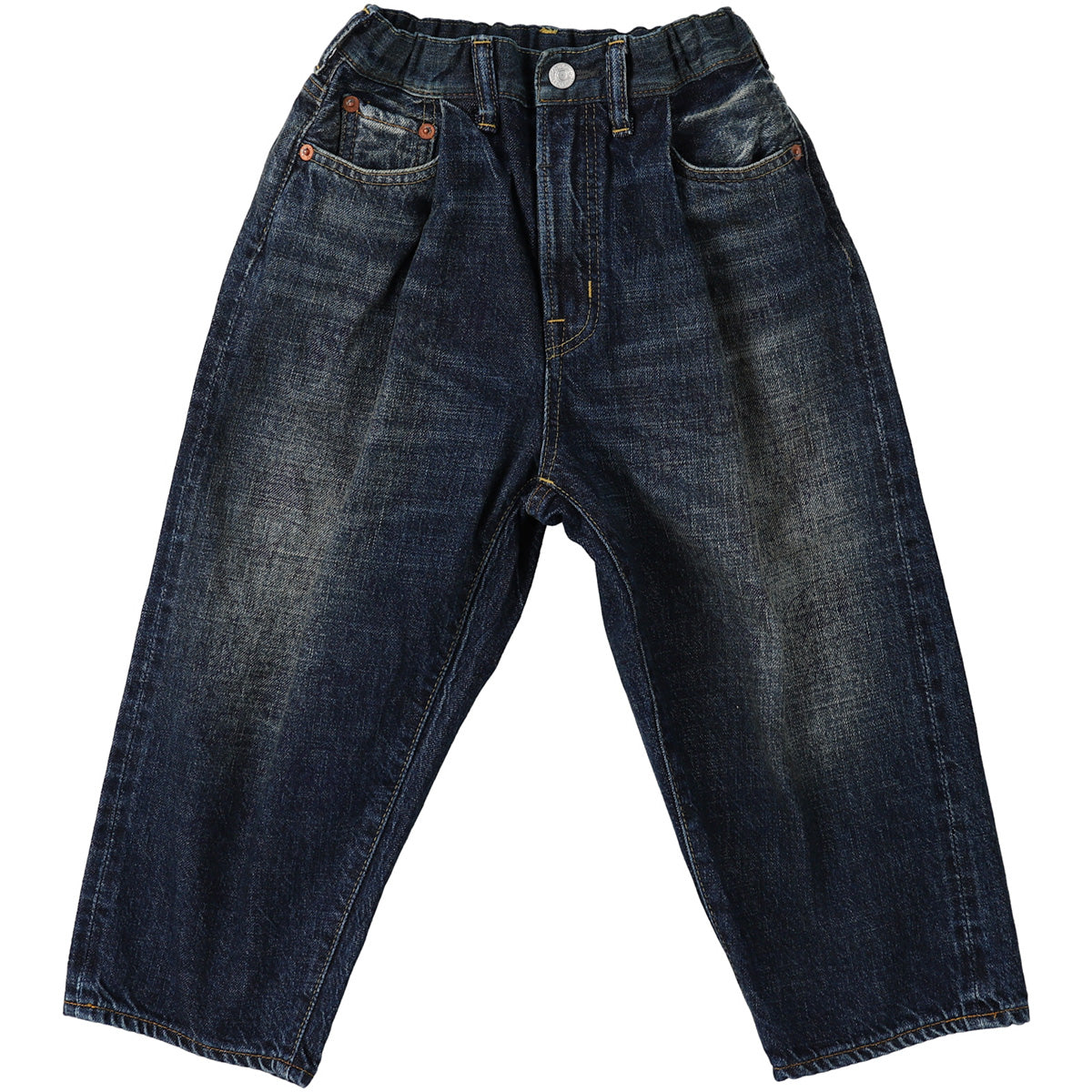 The Air Denim Scribble Easy Pants from Denim Dungaree. Classic dark indigo denim pants for women.