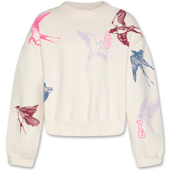 Noemi Sweater Swallow by AO76 kids' sweatshirt with colorful swallow print and relaxed fit.
