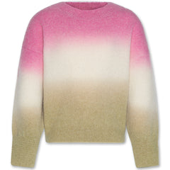 AO76 The Brand C-Neck Dip Dye soft knit sweater with gradient design and relaxed fit for kids everyday comfort