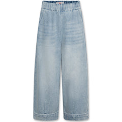 The Asa Pants Light Coopers by AO76 light-wash wide-leg denim pants with an elastic waistband.