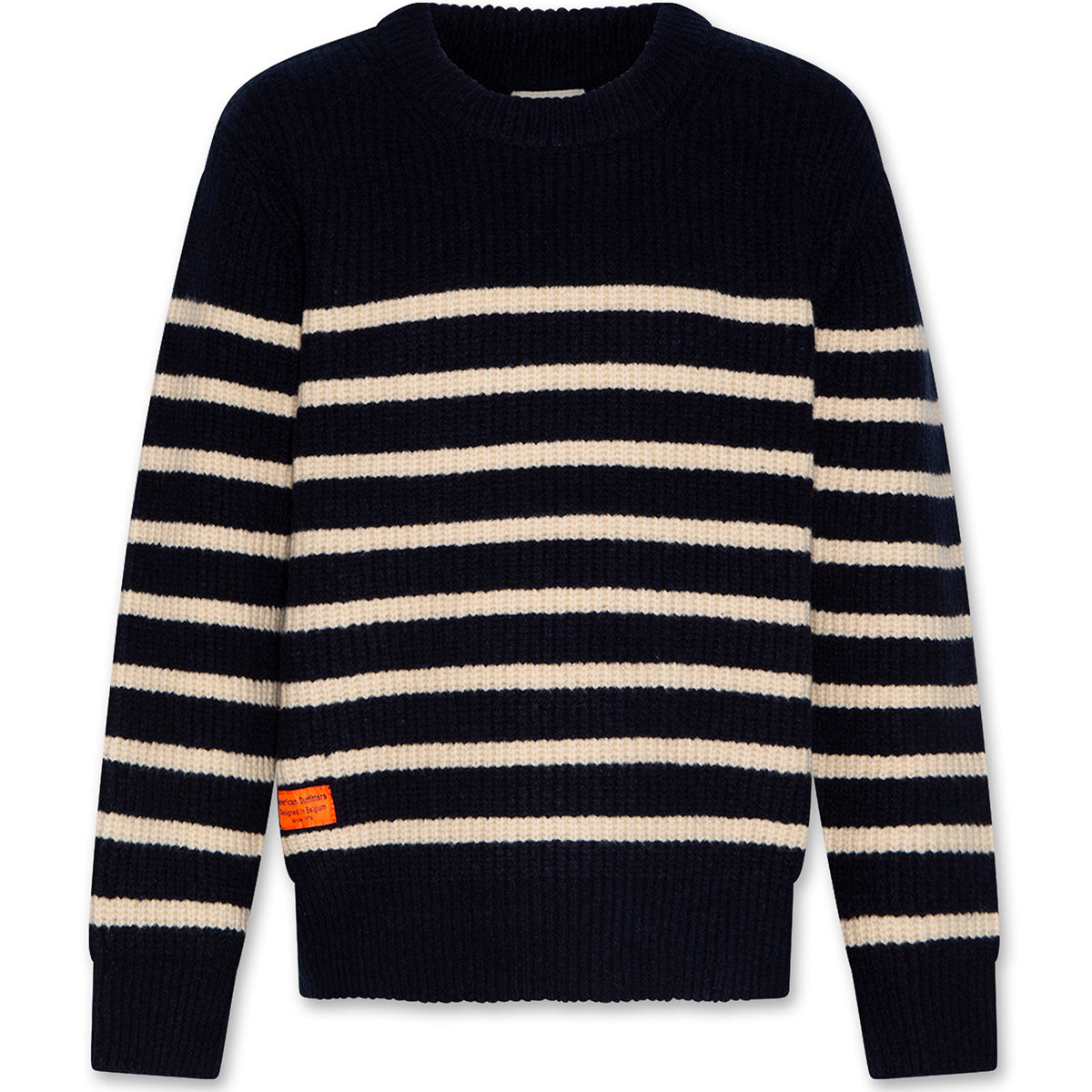 AO76 The Stefan C-Neck OL kids striped rib-knit crew neck sweater with long sleeves and classic fit