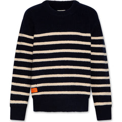 AO76 The Stefan C-Neck OL kids striped rib-knit crew neck sweater with long sleeves and classic fit