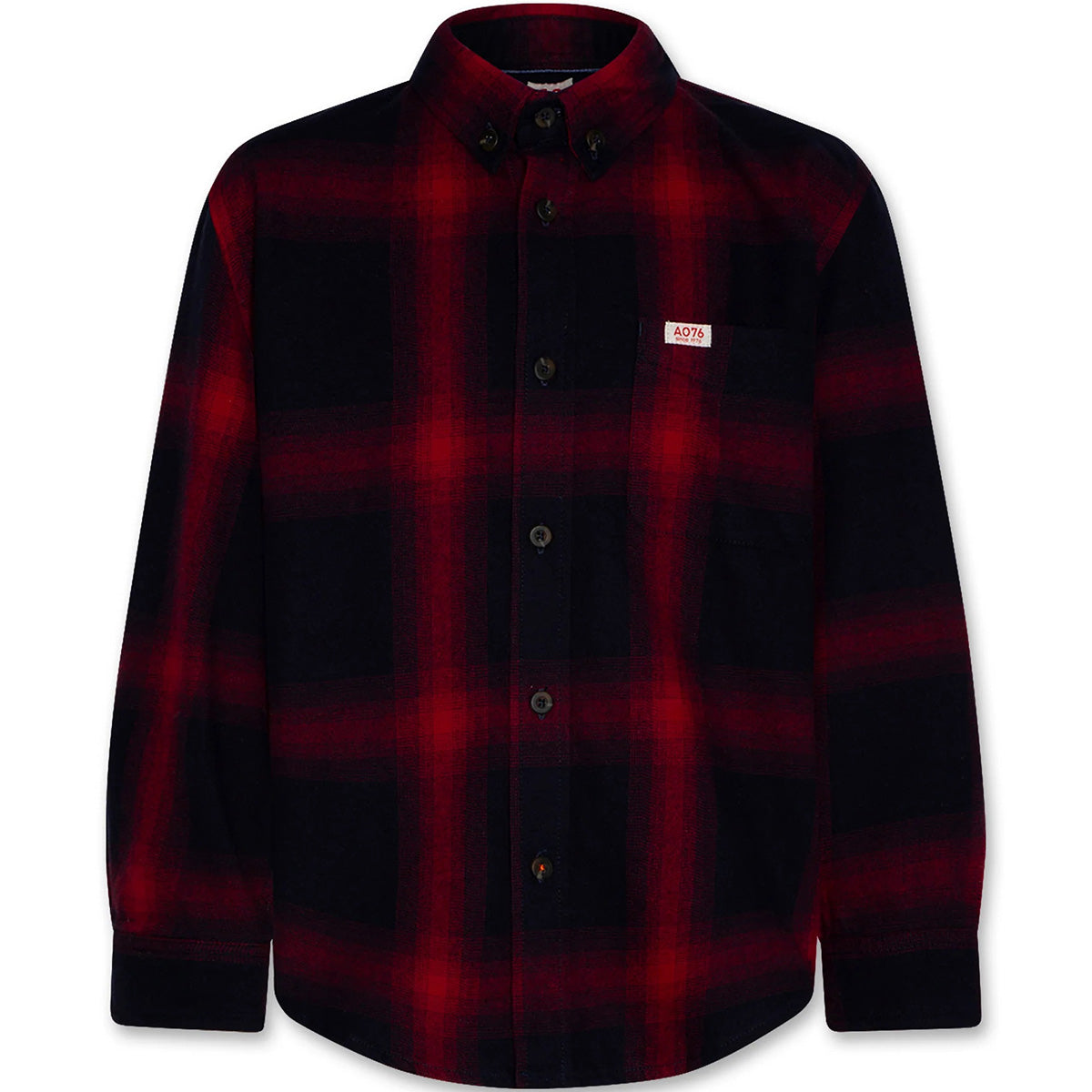 AO76 The Frank Shirt Groenewoud kids plaid button-down shirt with chest pocket and long sleeves